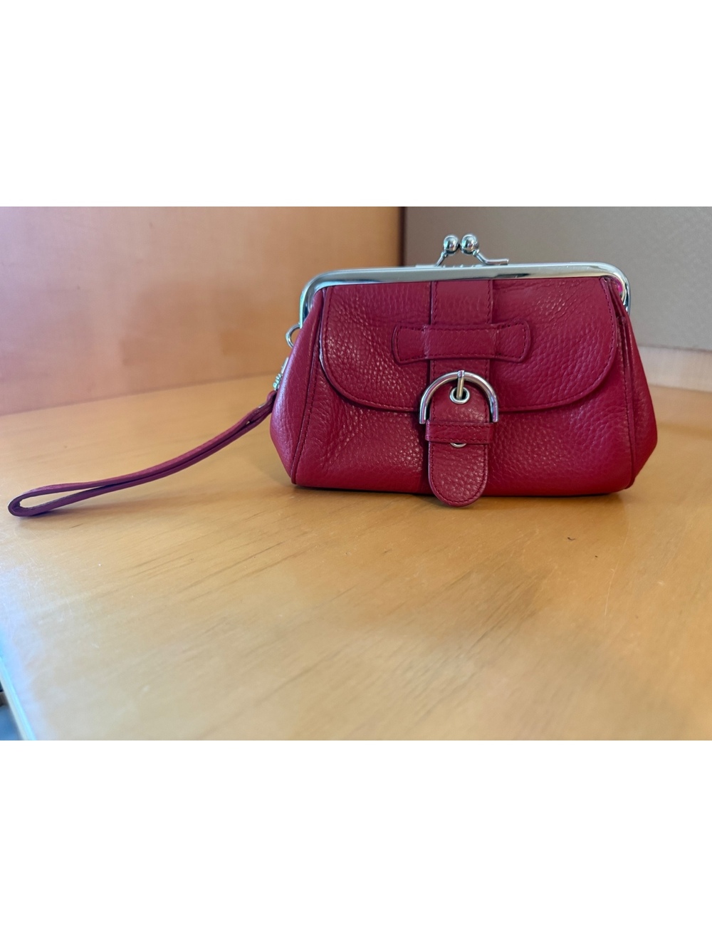 Talbots wristlet red leather
